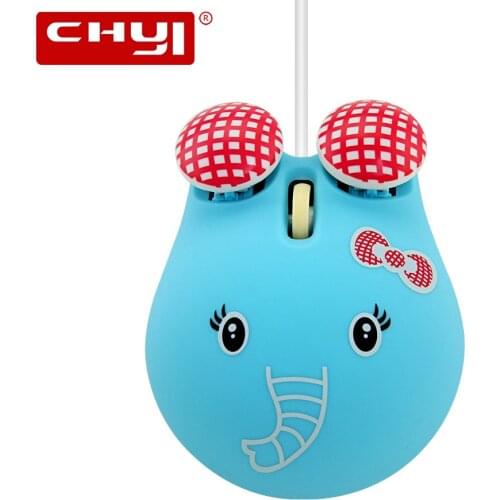 CHYI Wired Cute Elephant Shape Computer Mouse Mini USB 3D Optical Portable Mause 1600 DPI Ergonomic Mice For PC Desktop Laptop