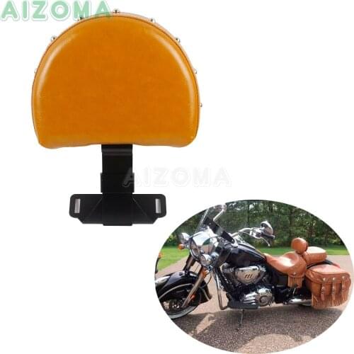 Brown Motorcycle Adjustable Driver Rider Backrest PU Leather Rear Back Pad For Indian Chief Chieftan Quick Release 2014-2018