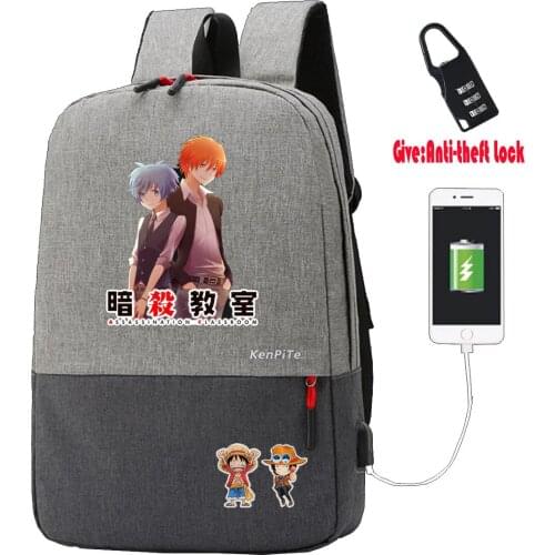 Anime Ansatsu Kyoushitsu Backpack UNISEX Travel bag teenagers Laptop bag Anti-theft USB Charging Knapsack school book Bags