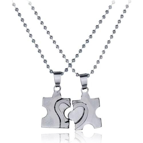 Silver Puzzle Autism Heart Pendant Necklace Exquisite Girls Women 2 BFF Jewelry Mothers Day Gift Dropshipping