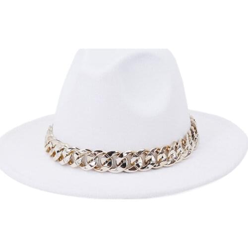 Womens cap hats for men fedoras vintage spring autumn black Jazz European American Metal chain round fashion Bowler hat 2021new