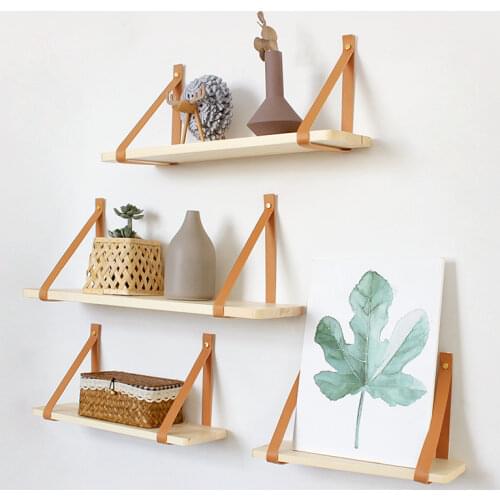 Nordic style PU Wood Storage Rack Minimalism Beech Shelf Wall Hanging Home Organizer Shelf Holder Home Decoration For Vase Book