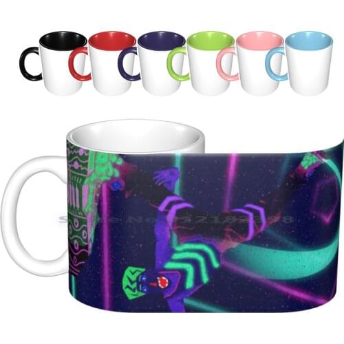 80′s Dancing Ceramic Mugs Coffee Cups Milk Tea Mug 80 Jump Pop Dance Hipster Fashion Sneaker Led Light Cap Green Pink Purple