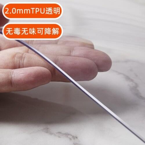 TPU Tablecloth Odorless Transparent Frosted Plastic Soft Glass Waterproof Oil Disposable Table Cloth Table Mat Crystal Scraper