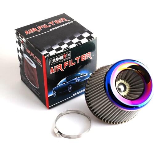 Stainless Steel Engine Air Filter 3" Round Tapered Universal Cold Air Intake Cone Filter Burnt Blue