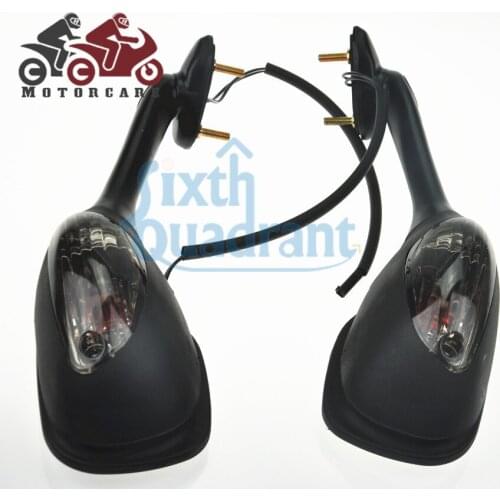 Motorcycle Rearview Mirrors Side Mirror w/ Turn Signal Lights Blink Amber fit for Suzuki GSXR 600 750 1000 Custom