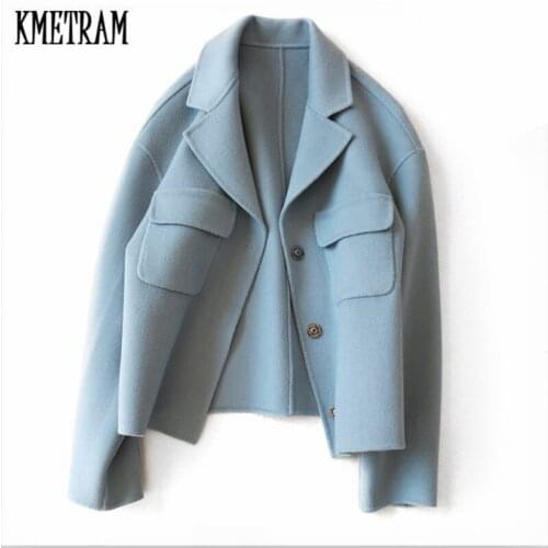KMETRAM 2020 New Autumn Fashion Women Winter Jacket Elegant Slim Wool Warm Wool Cashmere Coat for Ladies Casaco Feminino HH688