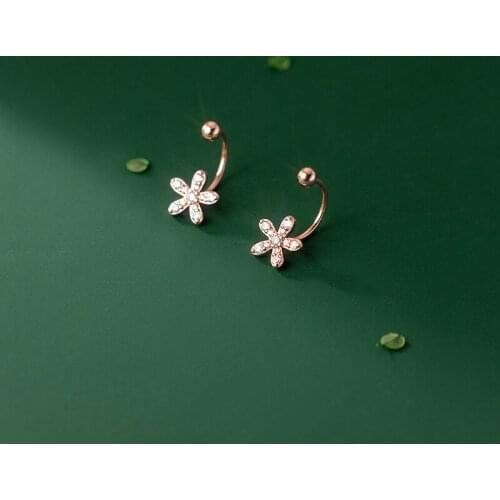 Enosola 925 Sterling Silver Piercing Earrings Romantic Five-petal Flower Fashion Teen Stud Earrings Women Simple Wedding Jewelry