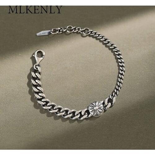 SHANICE 925 sterling silver Boho Punk Heavy Chunky Chain Bracelet Bangle Women Steampunk Indian Brand Lock Bracelets Friend