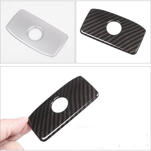 1PC Car Carbon Fiber+Matt Silver Glove Box Switch Button Cover Trim Decoration for Jaguar F-Pace X761 XE X760 XF X260 2016-2018