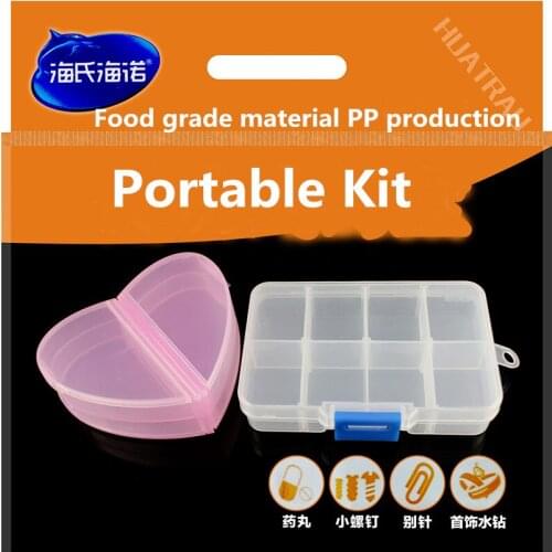 1pc Mini Pill Box heart-shaped 8 grid Plastic Pill Box Medicine Case Foldable Container Drug Tablet Storage Travel Case Holder