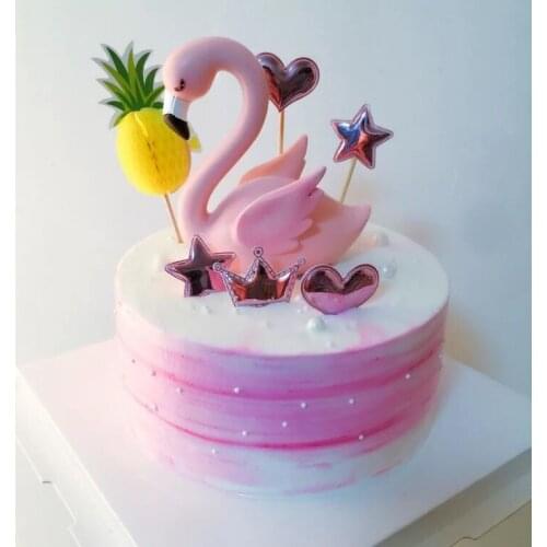 1PC Cake Topper pink Flamingo Decor for Wedding party Supplies DIY Home Cake Decor decor Valentines birthday party Gift MO 020