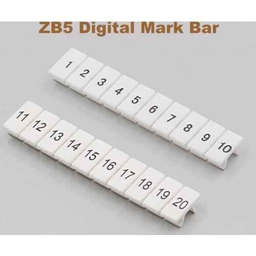 10/20/50pcs ZB5 Digital marker strip Din Rail Terminal Block UK-3N MBKKB2.5 bornier Mark bar morsettiera terminals Marking label