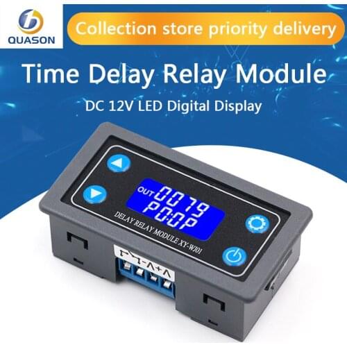 DC12V LED Digital Time Delay Relay Module Programmable Timer Relay Control Switch Timing Trigger Cycle with Case for Indoor