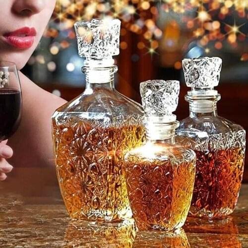 250/500/800ml Optional Crystal Glass Whiskey Liquor Wine Drinks Juice Transparent Bottle Wine Carafe Home Kitchen Tool