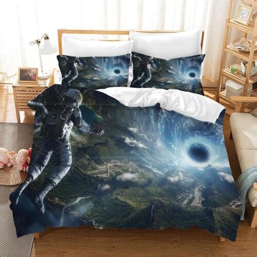 Outer Space Decor Duvet Cover Set Astronaut Between Planets Mars Neptune Jupiter Plasma Ethereal Sphere Picture 3pcs Bedding Set
