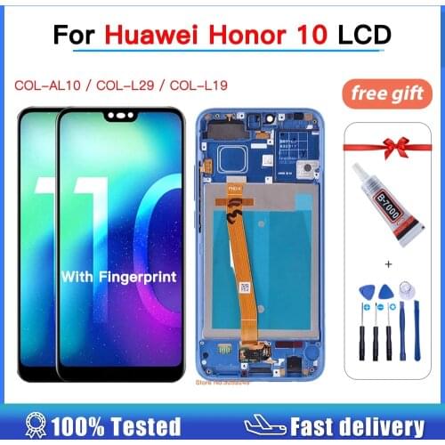 5.84'' For Huawei Honor 10 LCD Display Touch Screen Digitizer Assembly for Honor10 COL-AL10 COL-L29 COL-L19 screen With Frame