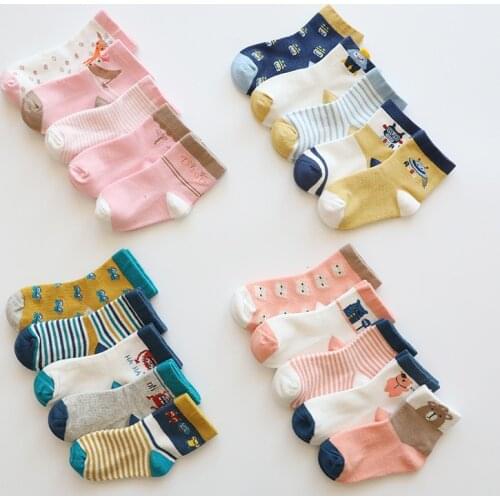 5Pair/lot100% Cotton Kids Socks Animal Unisex Baby Socks For Girls&boys Children Soft Winter Cute Cartoon Socks Set
