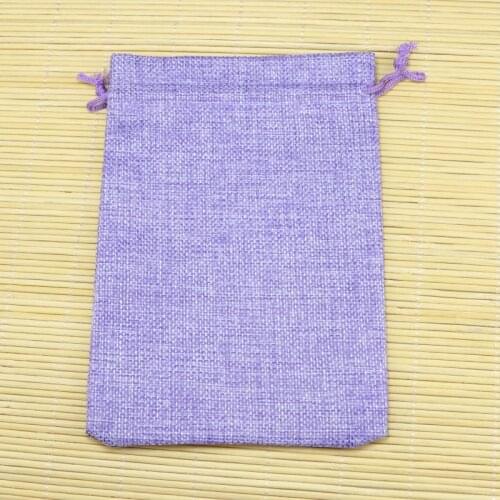 50pcs Purple Jute Bags Burlap Drawstring Gift Bag 13x18cm Linen Pouches Wedding Party Decoration Bracelet Jewelry Packaging Bags