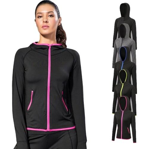 Quick Dry Jacket Womens Running Jacket Long Sleeve Running Hoodie Yoga Gym Fitness Tight Tops Sports Coat Gym Sweatshirt