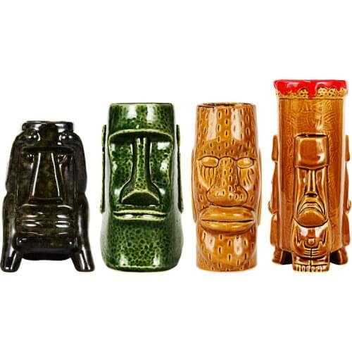 TIKI Cup Creative Art Featured Ceramic Mug Tiki Bar Wine Glass Hawaii Cocktail Glass