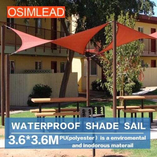 Keep out ultraviolet (uv) 95% OSIMLEAD 3.6*3.6m 12'x12' waterproof sun shade sail