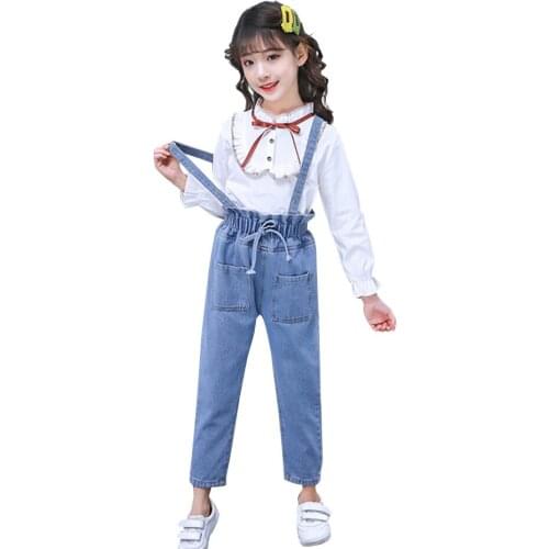 Girls jeans Overalls Autumn teenage girls jeans children short trousers girls suspenders denim pants baby girls overalls