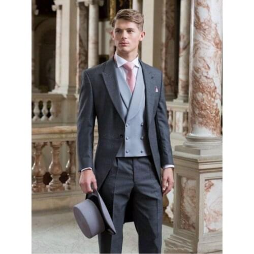 EUR Morning Style Men Prom Dress Business Suits Groom Wedding Coat Waistcoat Trousers Sets (Jacket+Pants+Vest+Tie) K:1288