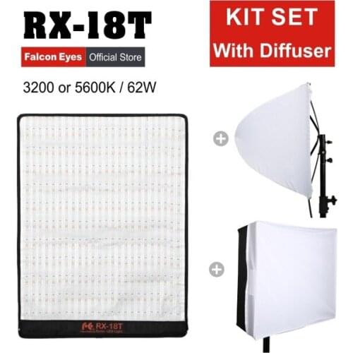 Falcon Eyes 62W Photo Light Portable LED Photo Light 504pcs Flexible LED Photo Light RX-18T with Diffuser