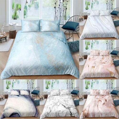 ZEIMON Geometric Marble 3D Bedding Set Shiny Duvet Cover Sets Queen King Single Size Luxury Home Christmas Decor Polyester