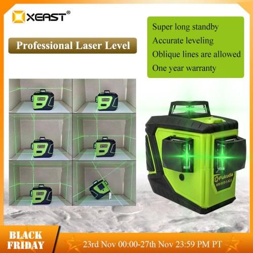 Fukuda Upgraded version 12Lines 3D 93T Laser Level Self-Leveling 360 Horizontal And Vertical Cross Red and green Laser Beam Line