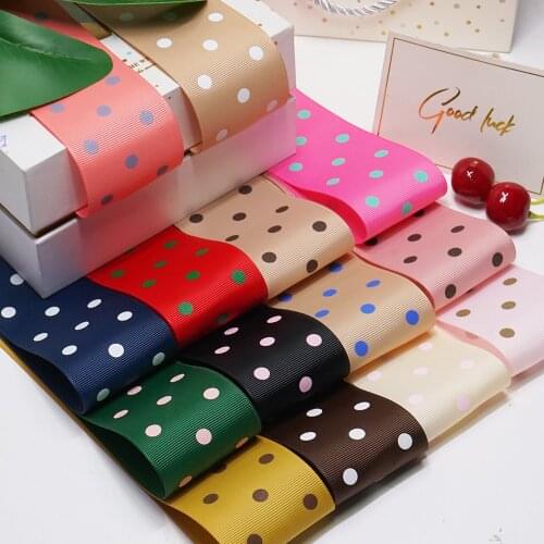 2" 50mm 10Yard/lot Polka dots printed grosgrain ribbon,Handmade diy hair bands bow ribbon material