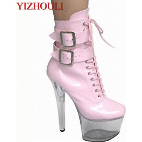 Hot Sale sexy 15cm high heel shoes,womens ankle boots,platform pumps shoes,fashion buckle PU leather boots for women