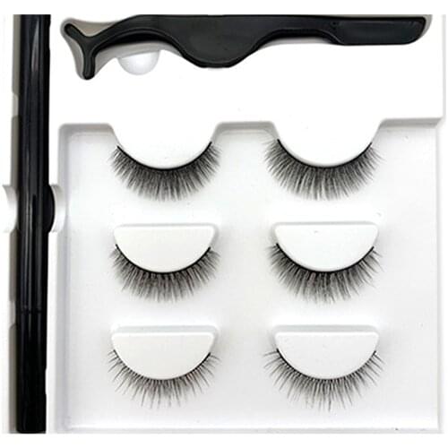 3D Magnetic False EyeLashes With Eyeliner& Tweezer Set Waterproof Long-lasting Fake Lashes Extension Makeup Sets Cosmetics TSLM1