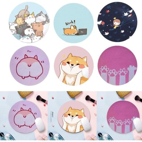 Small Cartoon Round Mouse Pad Gaming Mat Non-Slip Rubber Base Mousepad