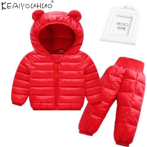 Fashion Winter Coat Baby Clothes Solid Coat+Cotton Pant Children Set New Clothes For Girls Kids Clothes For A Boy For 1-5 Years