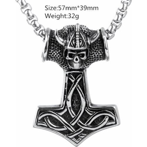 Mens Cool High Quality 316L Stainless Steel Thors Hammer Pendant Necklace Jewelry Gift Christmas Jewelry with free Box Chain