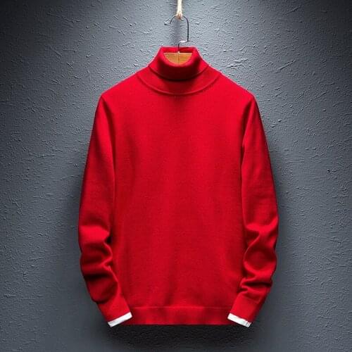 MRMT 2021 Brand Autumn Winter Mens Turtleneck Sweater Repair Body Thick for Male Warm Pure Color Loose Sweater Clothing