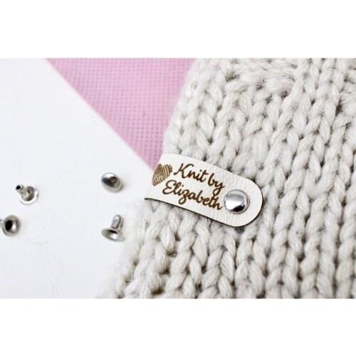 Personalized Logo Leather labels for knitted and crocheted items, Custom Faux Leather Tags, product tags, custom clothing labels