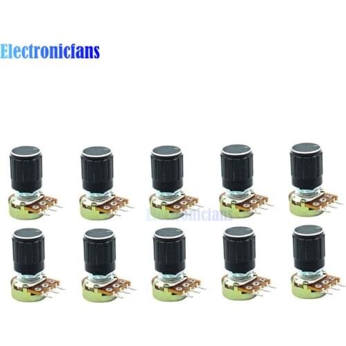 5Pcs WH148 Linear Rotary Potentiometer B1K B5K B20K B50K B100K B500K Knurled Shaft with Cap Knob 3pin WH148 for Audrino