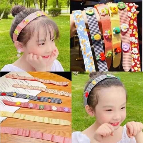 Girls Sweet Velcro Headband Bangs Stickers Broken Hair Cartoon Hairband Fruit Animal Print Childrens Styling Headband Headdress