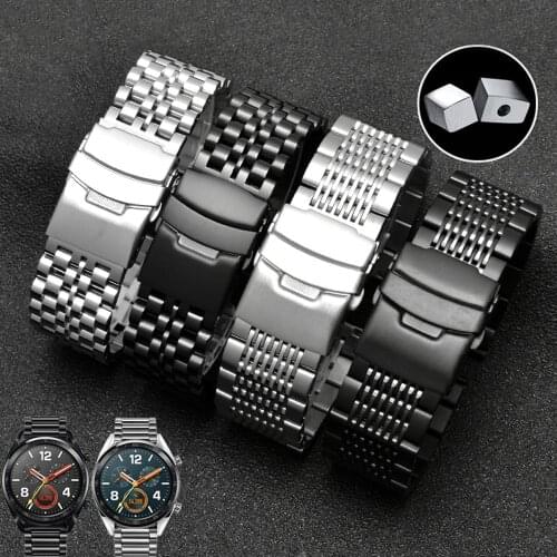 20mm 22mm Stainless Steel Strap for Samsung Galaxy Watch Gear S2 S3 Active 2 Huawei Watch 2 pro GT 2 Solid Metal Bracelet Band