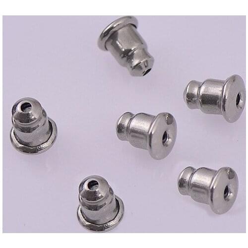 SEA MEW 100PCS 7mm Earrings Accessories Bullet Earplugs Plug,Metal Stainless Steel Gold Earring Back DIY Jewelry Findings