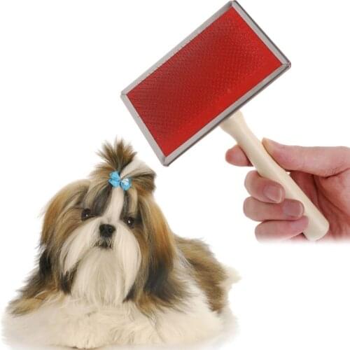 Pet Grooming Comb Shedding Hair Remove Brush Wood Handle Dog Cat Cleaning Supply