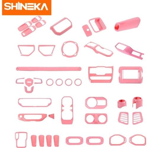SHINEKA Interior Accessories For Jeep Gladiator JT 2018 Up Car Pink Interior Decoration Stickers For Jeep Wrangler JL 2018-2021