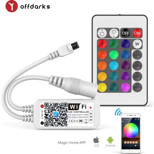 OFFDARKS LED RGB controller 24-button infrared remote control, APP control, suitable for 5050/3528 LED Strip