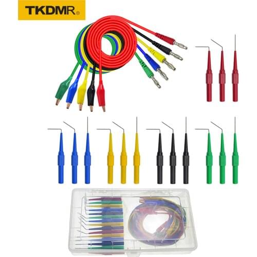 TKDMR P1920 20pcs/set Back Probe Kit Alligator Clip to 4mm Banana Plug Multimeter Test Lead 30V /10A for Automotive tool