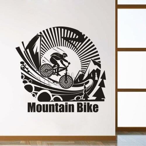 Vinyl Wall Sticker Mountain Bike Sign Murals Mountain Cycling Logo Wall Decal Bike Riding Sports Man Wall PVC Poster Vinyl Art