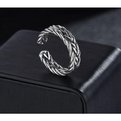 Vintage Creative Fashion Weaving Rings for Women Girl Punk Hip Hop Opening Adjustable Ring Statement Jewelry Male Gift