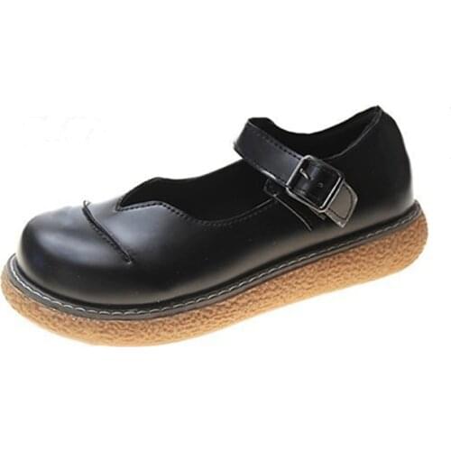Vintage Mary Jane shoes Japanese Soft Sole Student Uniform Shoes Black JK Small Leather Shoes Cute Round-Toe Single Shoes